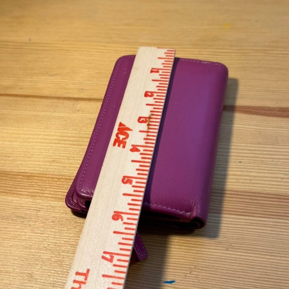 Leather Zip Wallet - Fuchsia - Picture 6 of 8